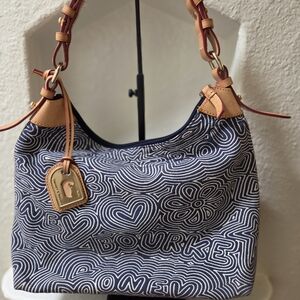 Dooney & Bourke Navy and Tan Shoulder Bag